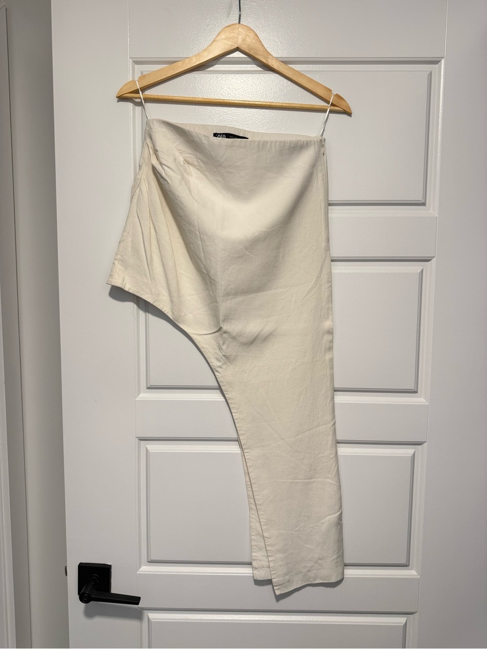 Zara Cream Asymmetric One-Leg Skirt